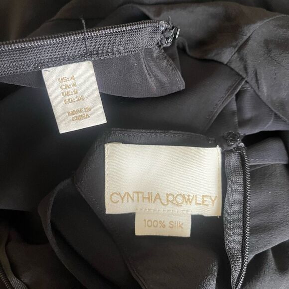 Cynthia Rowley 100% Silk Black Shift Dress Size 4 Cut Out Back Detail‎ - Picture 7 of 9